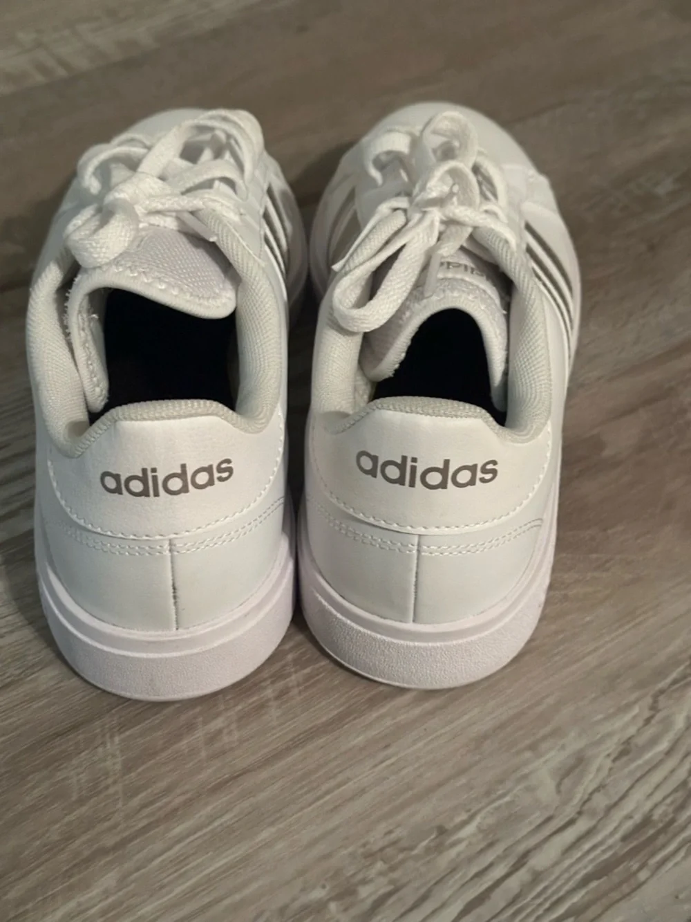 adidas White Low-Top Sneakers with Gray Stripes